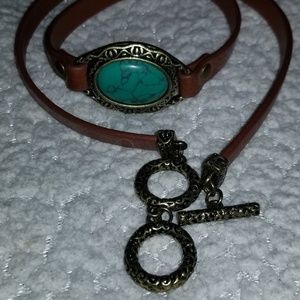 Brown leather wrap bracelet